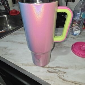 40 Oz Meoky Iridescent Travel Mug with Green Handle